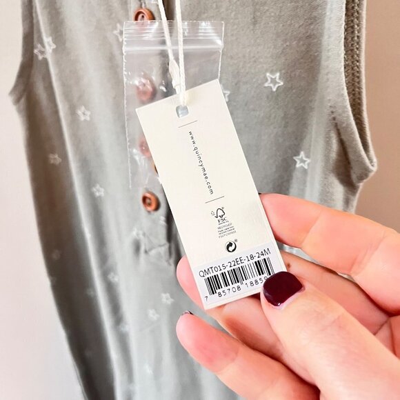 Q by Quincy‎ Mae NEW Star Sage Green Jumpsuit- Size 18-24m - Picture 5 of 5